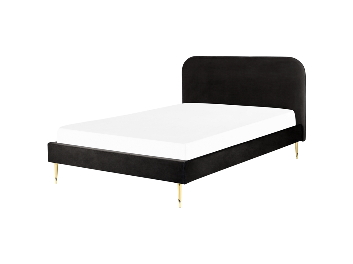 Cama con somier BELIANI Flayat de Terciopelo Negro 173x215x109