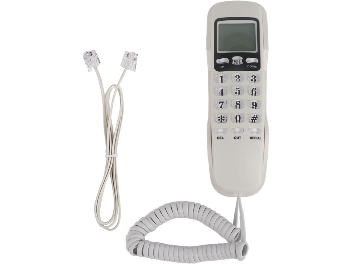 Teléfono Con Cable De Pared Kx T888cid Con Pantalla Lcd Blanca Y Miniteléfono En Inglés.