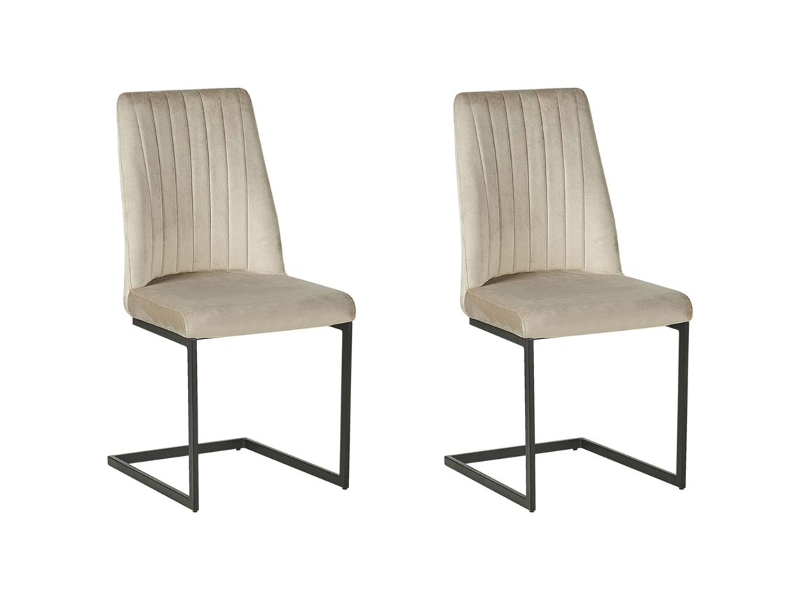 Cadeiras cantiléver com encosto alto BELIANI Lavonia de Veludo Cinzento 47x50x95