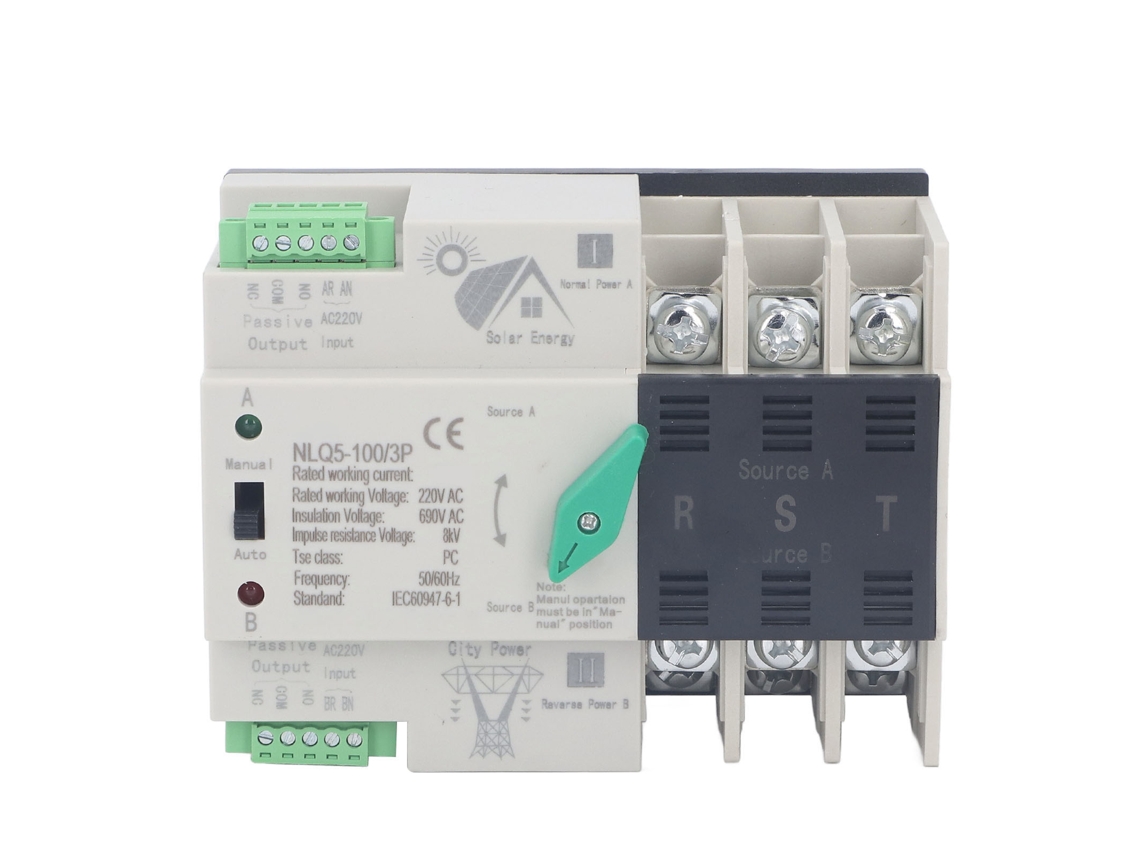 Interruptor automático de transferencia de doble alimentación AC220V 3P 100A