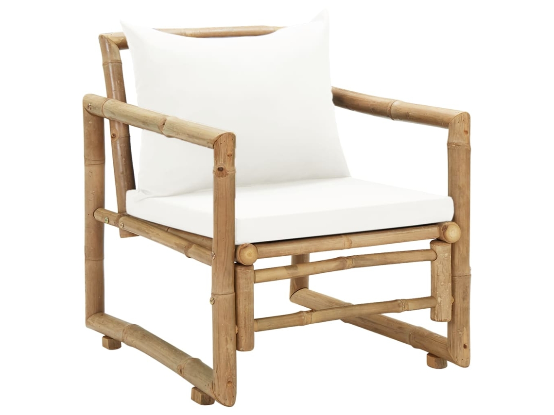 Pack 2 Uds Sillas De Jardín | Silla De Exterior | Sillon Jardín Con Cojines Bambú Wsd64584
