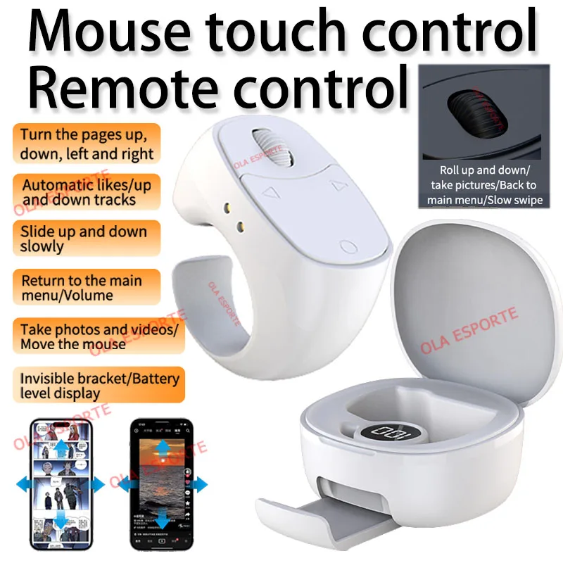 Mando a distancia Bluetooth con anillo y función de cambio de página automático MDUG (plateado)