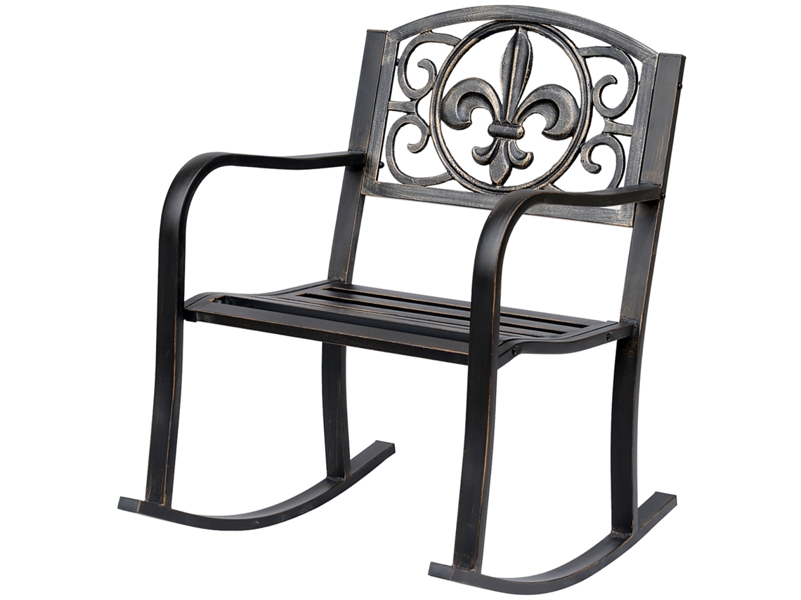 Silla Mecedora De Jardín Outsunny De Metal Bronce Antiguo