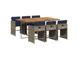Maison Exclusive - Conjunto De Comedor De Jardín De 7 Piezas Con Cojines, Poliratán Gris