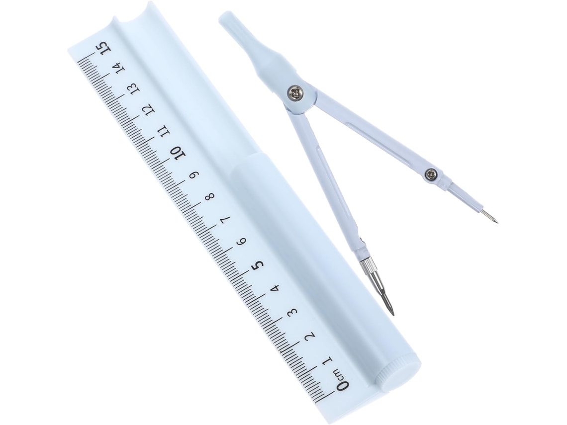 Kit multifuncional de compás de precisión con bolígrafo y regla - Azul.