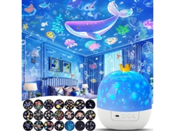 21 sets de películas, luces nocturnas para niños, proyector de estrellas con rotación de 360 grados (blanco)