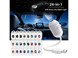 Luz Nocturna De Proyección 2 En 1 Con 24 Láminas Deslizantes, Brillo Ajustable, Usb, Para Uso En El Coche O En Casa. Czhhmart