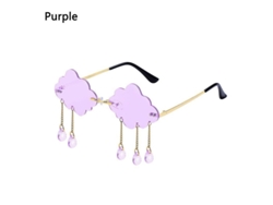 2026-gafas De Sol Sin Marco Retro Moda Cloud Shaped Con Tassel Diamante Uv400 Unisex Vintage Steampunk A-purple