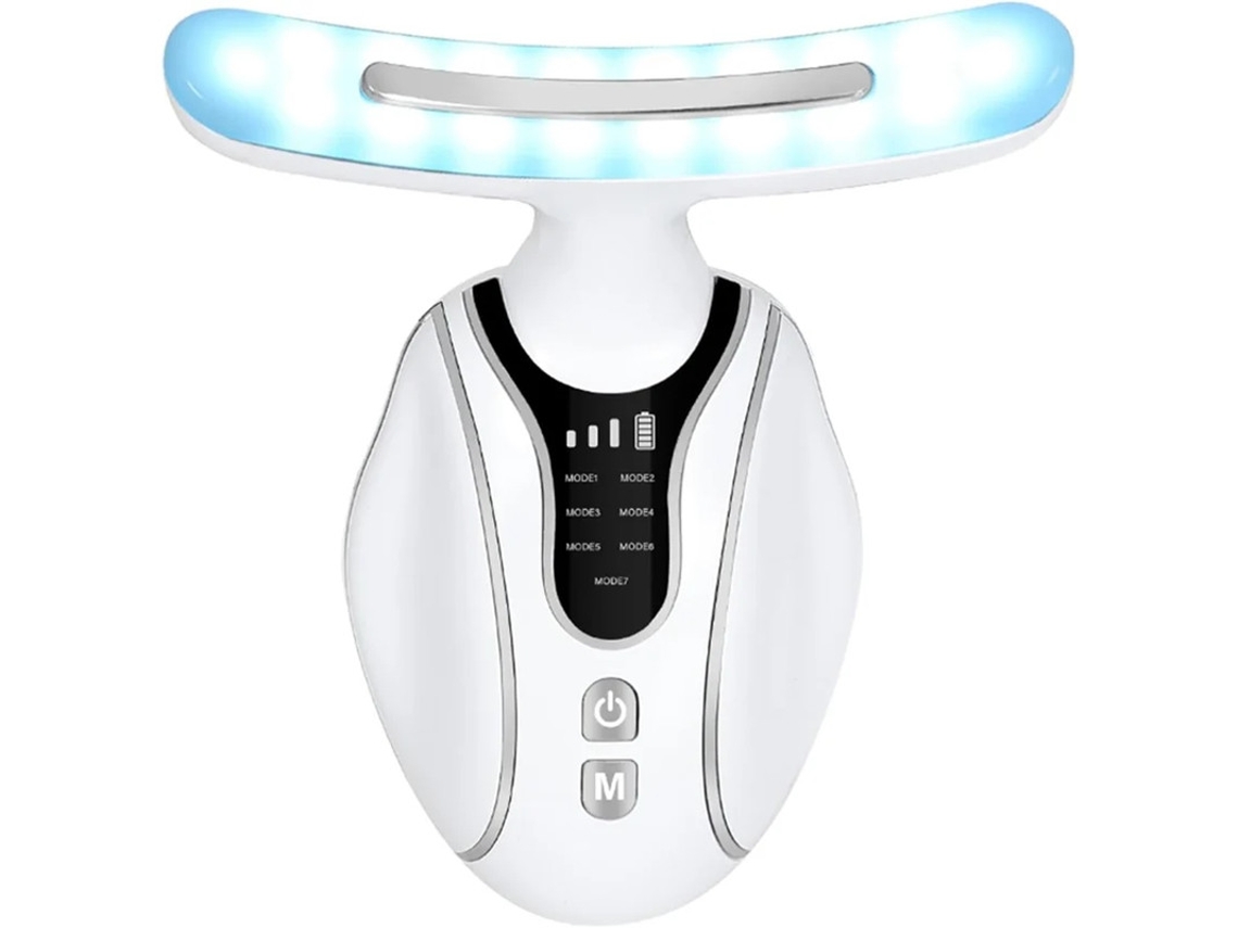 Dispositivo de belleza portátil para tensar la piel, 7 modos de masaje para tensar la piel y levantar el cuello, masaje Ems blanco YIZHOOD