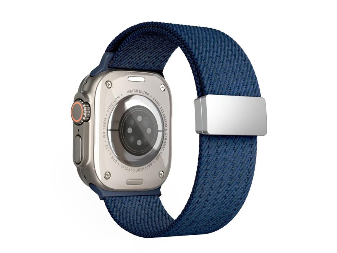 Correa para Apple Watch de 42/41/40/38 mm - Nylon elástico de 4 hebras con cierre magnético, un solo color.