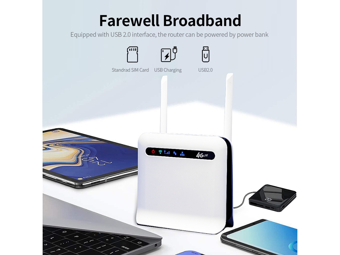 Roteador Cpe Industrial 4g Lte 300mbps Com Slot De Sim, Antenas Externas E Wi-fi - Versão Eu