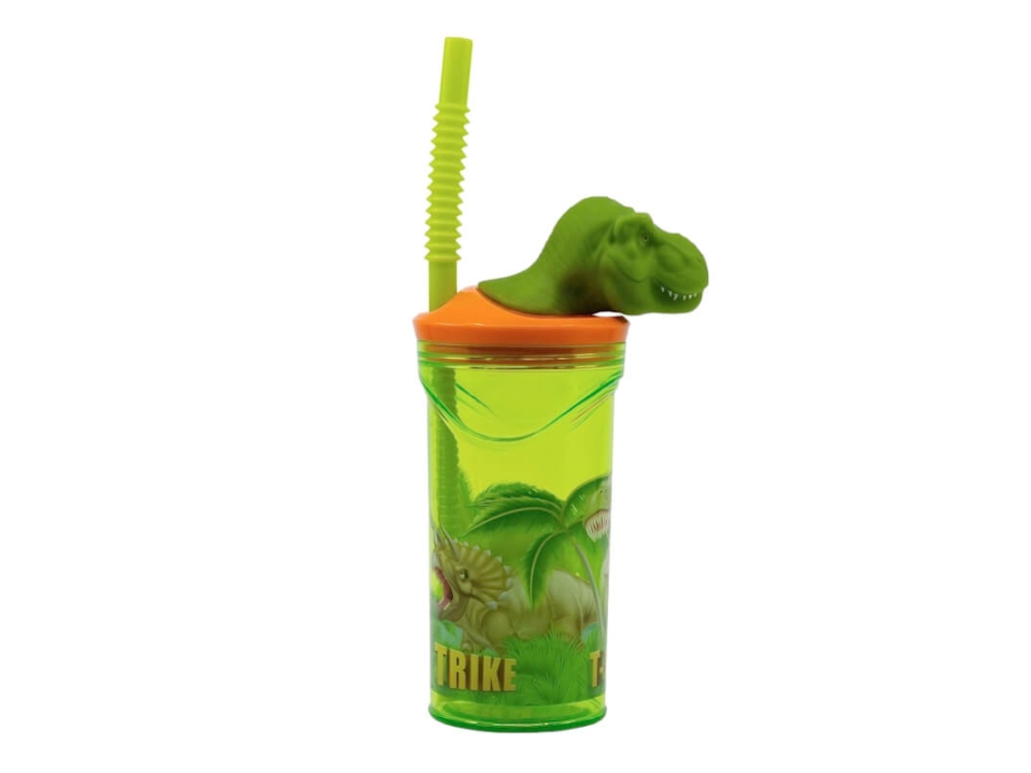Vidrio 3D Con Figura 360 Ml Dinosaurios Verdes