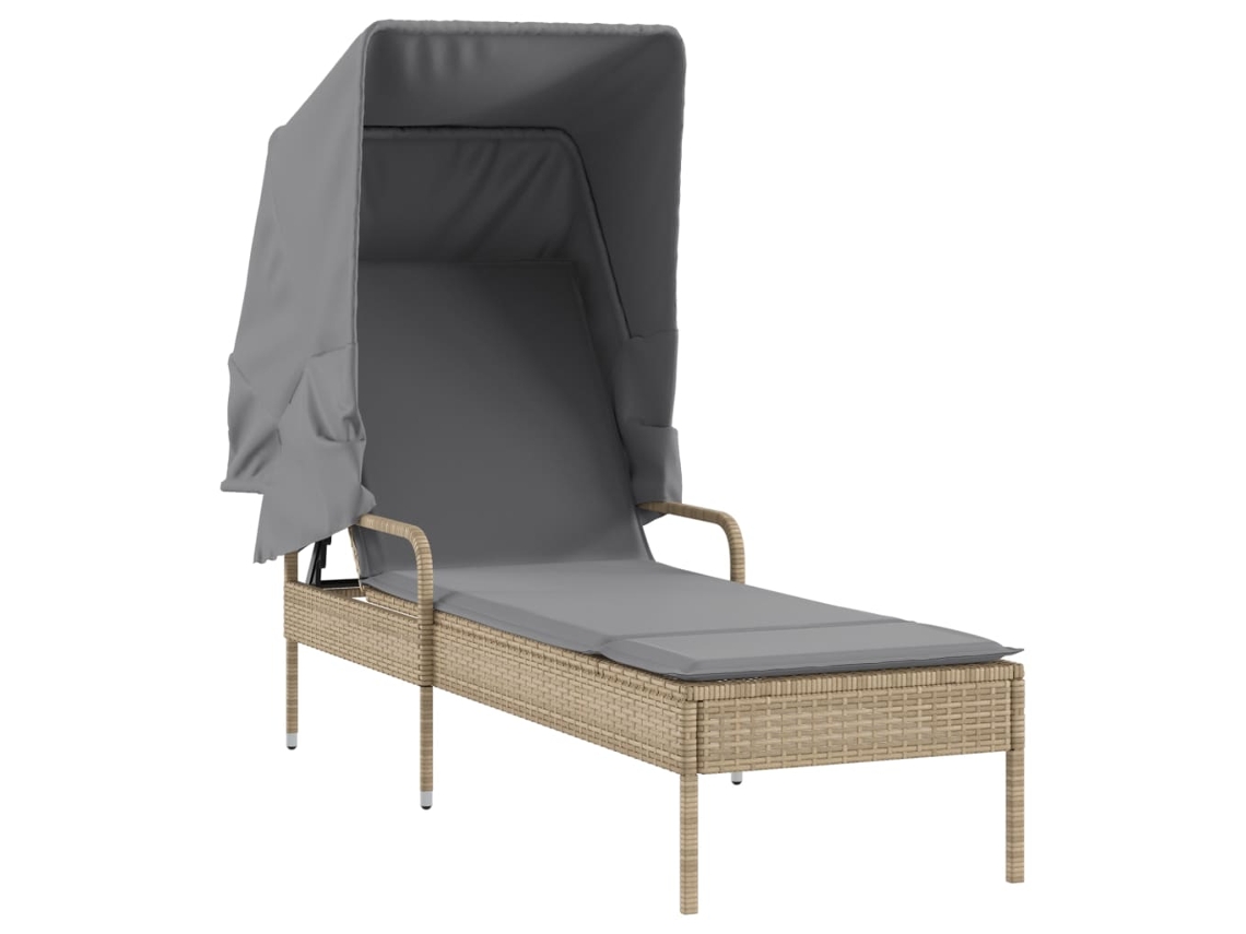 Tumbona de mimbre beige con dosel MAISON EXCLUSIVE
