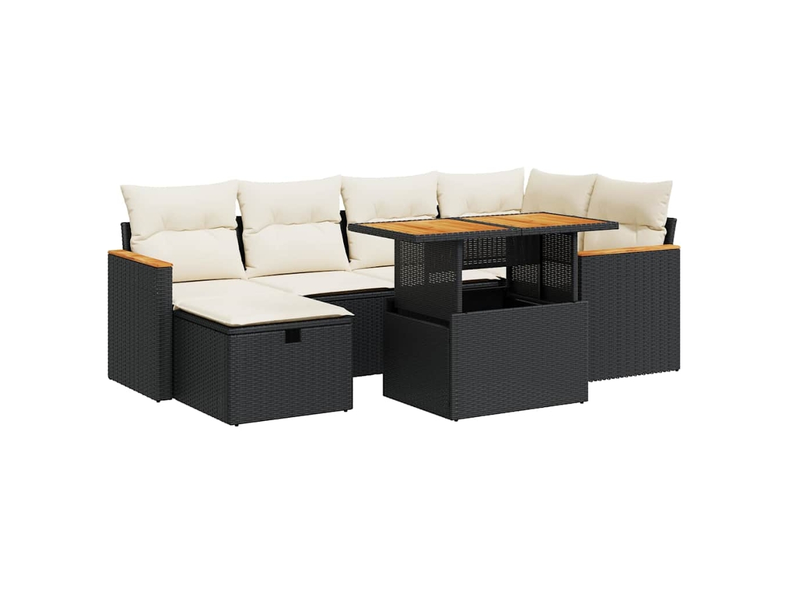 Maison Exclusive - Conjunto de sofá de jardín de 8 piezas con cojines, mimbre, negro