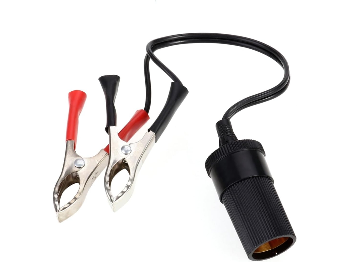 Adaptador De Bateria De 12v Com Clipe, Clipe Jacaré Preto, Cabo De 20cm Para Plugue