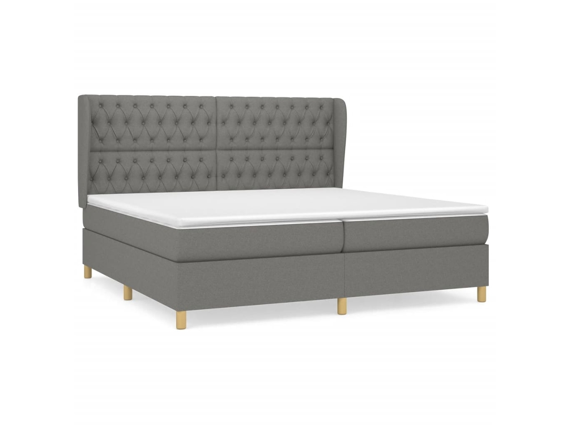 Maison Exclusive - Cama Box Spring Con Colchón Tela Gris Oscuro 200x200 Cm