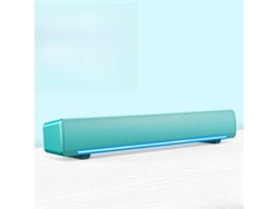 Barra de sonido HEXINYIGJLY con USB de 3,5 mm, graves, altavoz estéreo con luz LED, para ordenador y portátil, verde