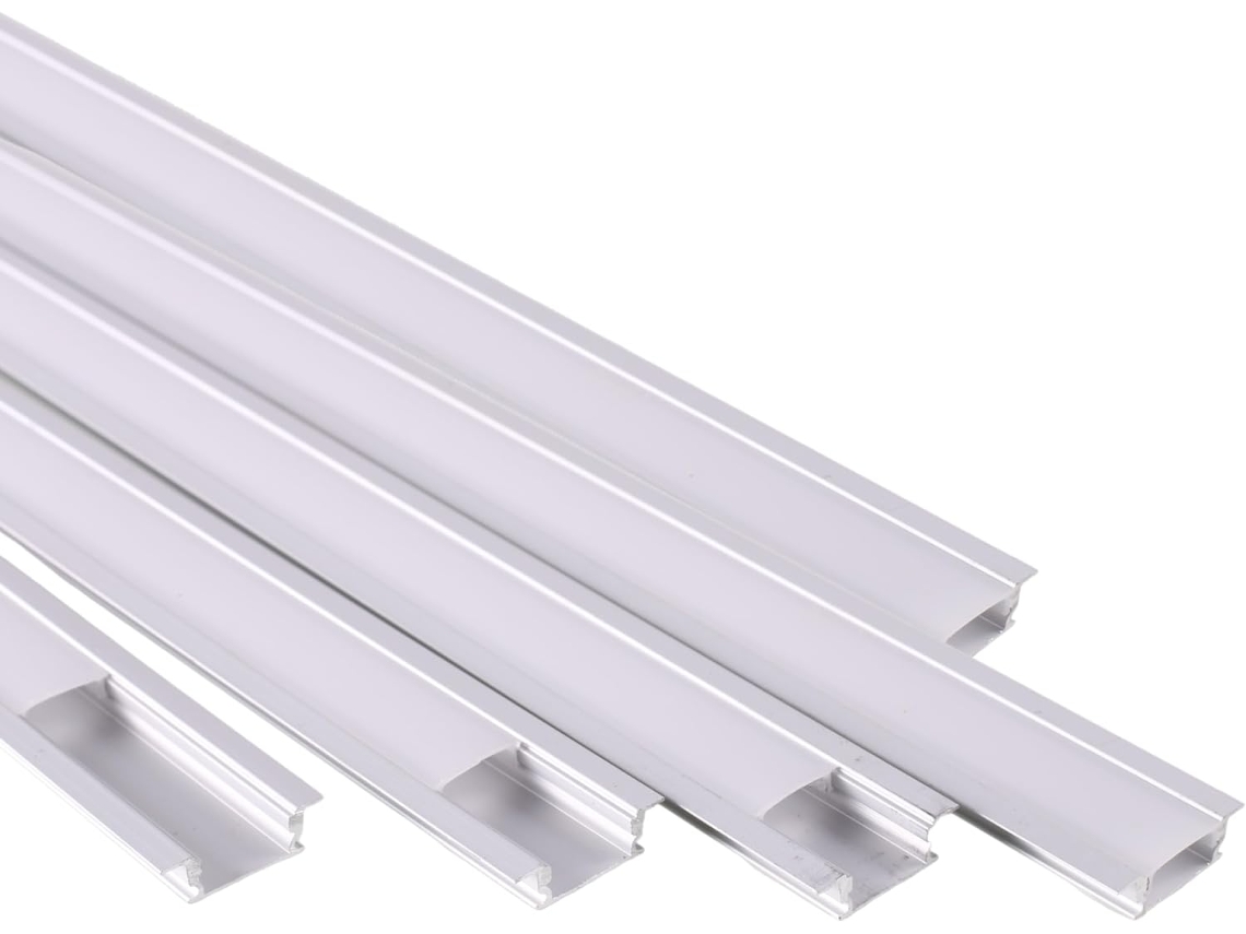 Pack x5 Perfiles Aluminio Tira Led 2 metros Empotrar Tapa Traslúcida 24,5x17,5mm JANDEI