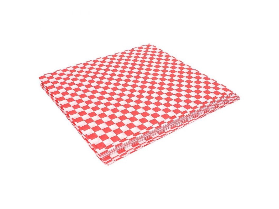 2026da-100 Hojas De Papel Para Envolver Comida, Anti Grasas, Repelente De Grasa, Para Sándwiches Y Canastas, Rojo Y Blanco, 26x26cm Rojo Blanco