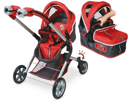 Cochecito de Muñeca DE CUEVAS City 3 en 1 (Coche, Silla y Manoplas)