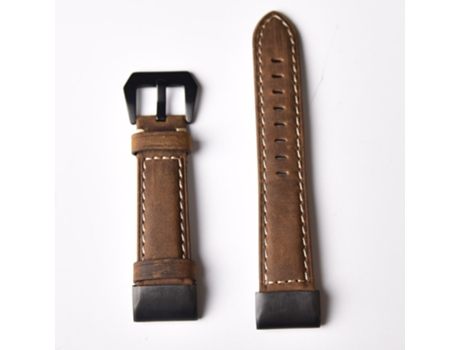 Correa de piel auténtica textura de caballo loco para Garmin Fenix 5S - marrón oscuro