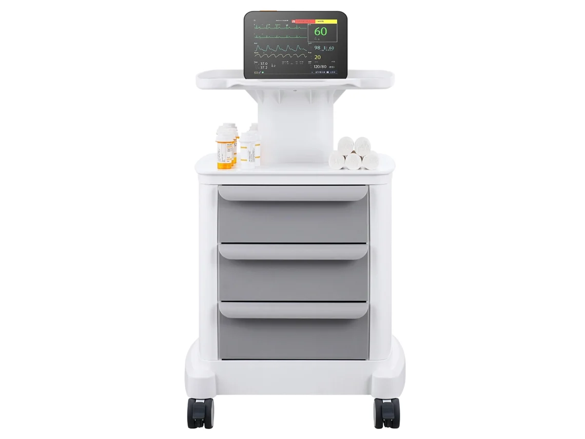 Carros De Laboratorio Succebuy De 4 Niveles Carro Médico Móvil Con 3 Cajones Y 1 Bandeja Superior Blanco