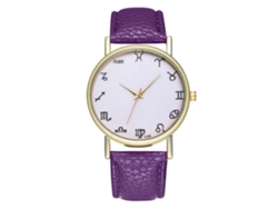 Reloj De Pulsera Analógico De Cuarzo Unisex De Moda En Piel Con Correa Morada.