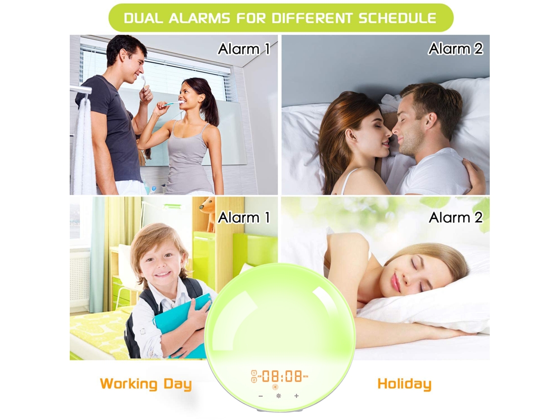 Lámpara De Mesa Reloj Inteligente Con Radio Fm, Alarma Y Luz Nocturna Colorida