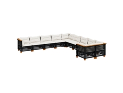 Maison Exclusive - Set De Sofás De Jardín 10 Pzas Cojines Ratán Sintético Negro