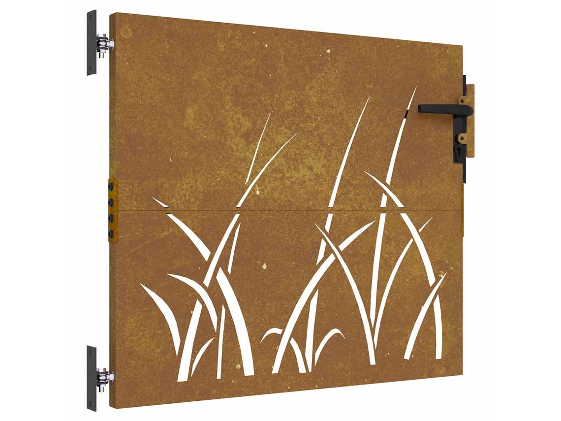 Maison Exclusive - Puerta De Jardín Acero Corten Diseño Hierba 85x75 Cm