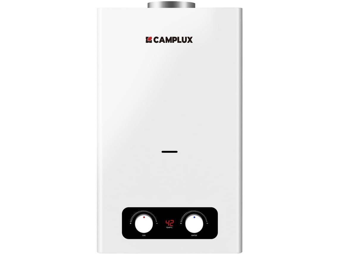 CAMPLUX Calentador de Agua a Gas 10 Litros BY264-DE, GLP (Butano /Propano ), 50 mbar, 20kW, 3V