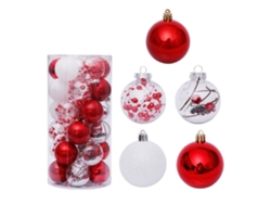 Enfeites de Bola de Natal 30 Unidades de Bolas de Árvore de Natal Inquebráveis para Decoração de Festa de Fim de Ano Vermelho Branco
