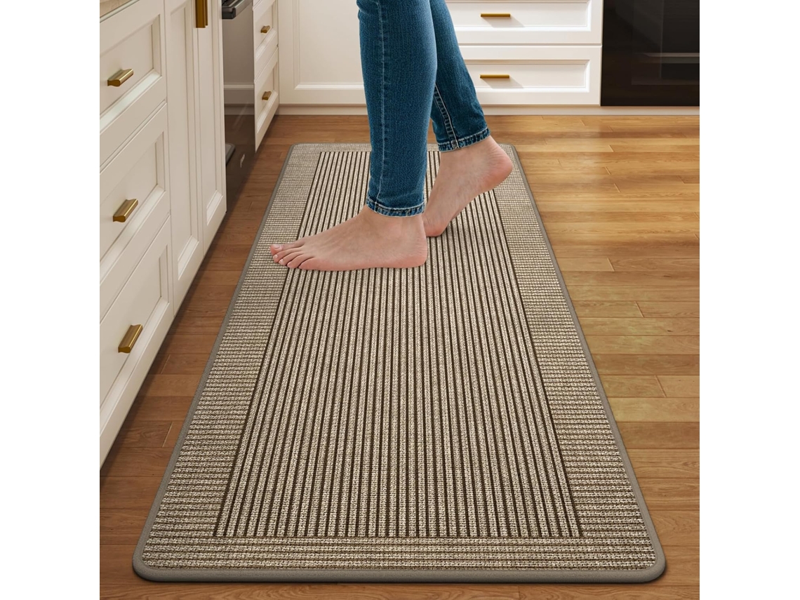 Alfombrilla De Cocina Sencilla A Rayas, Antideslizante Y Absorbente Digitallab (marrón, 50x80cm)