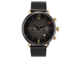 Reloj De Cuarzo De Aleación Con Correa De Red Moda Para Hombre Dial Redondo Negro