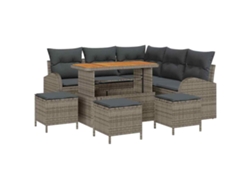 Maison Exclusive - Conjunto de sofá de jardín de 9 piezas con cojines, gris