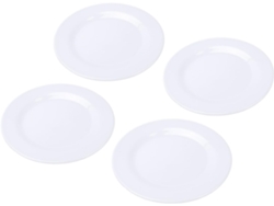 Juego de 4 platos llanos ligeros de melamina de 22,9 cm, color blanco, resistentes a la rotura y fáciles de limpiar, de Gokoco