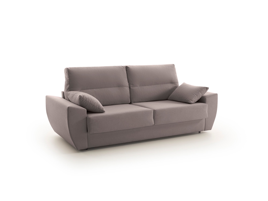 Sofá cama italiano Monaco, 3 plazas, tejido antimanchas, gris.