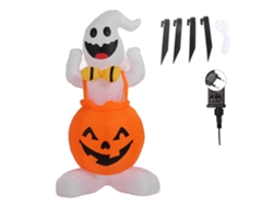 Decoración Inflable De Halloween: Calabaza Fantasma Con Luz Led, 1,25 M/4,1 Pies, Enchufe Europeo