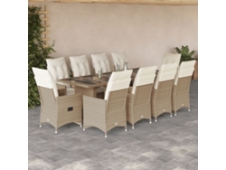 11 Pcs Conjunto De Bistrô P/ Jardin C/ Almofadas Vime Pe Bege Dkd Home Decor