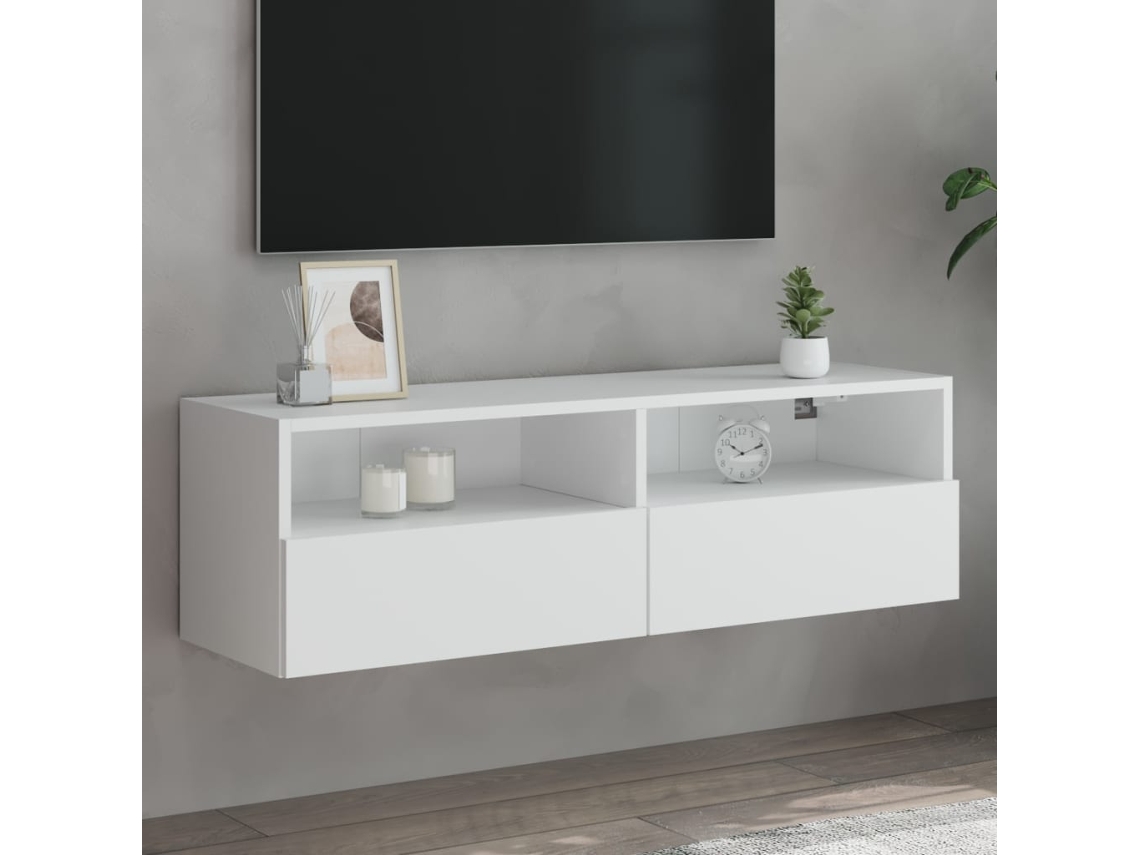 Mueble De Pared Para Tv Madera Ingeniería Blanco 100x30x30 Cm