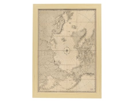 NACNIC Pósters Geográficos En Vintage Mapa Del Océano Ártico De 1855 Ilustraciones De Antiguos Mapamundis En Tonos Sepia Tamaño A4 Con Marco Blanco...