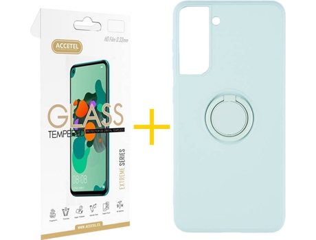 Carcasa + Protector de Pantalla para Samsung Galaxy S22 Plus 5G ACCETEL Verde Agua