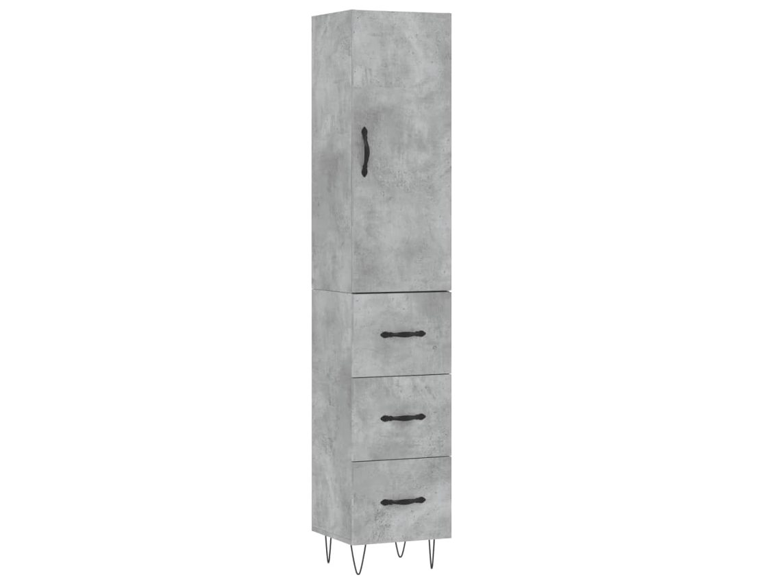Armario alto, madera procesada, gris cemento, 34,5 x 34 x 180 cm, MAISON EXCLUSIVE