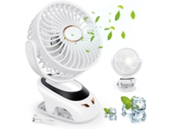 Ventilador Portátil Silencioso (blanco) - Recargable Por Usb - Pantalla Led - Luz Nocturna - 5 Velocidades - Rotación De 90°