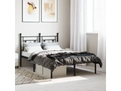Estructura Cama Sin Colchón Con Cabecero Metal Negro 120x190 Cm