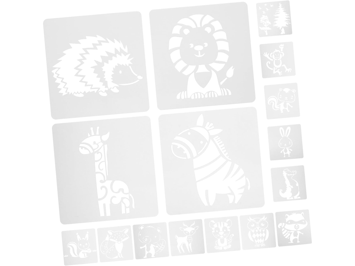 Juego De 16 Plantillas Reutilizables De Animales Para Pintar Y Dibujar, Para Niños Y Niñas.