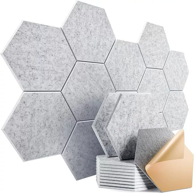 Paineles Acústicos Eifson Espuma Poliéster Hexag Aislamiento 30x26cm 12 Un (gris Claro)
