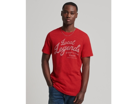 Camiseta para Hombre SUPERDRY (S - Algodón - Rojo)
