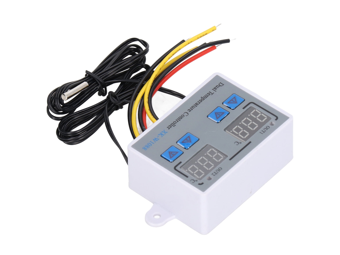Controlador De Temperatura Y Humedad De Doble Pantalla Termostato De Calefacción Y Enfriamiento Con Sensor Ntc 10k 12v