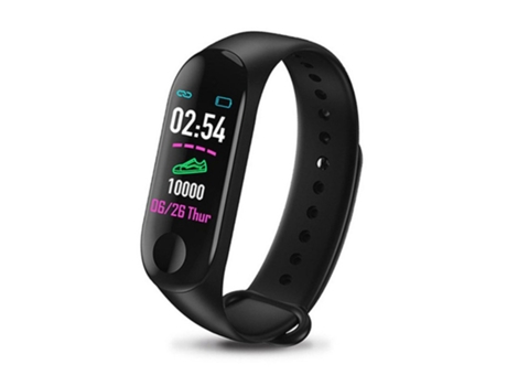 Pulsera Deportiva M3 Hombres Pantalla a color Banda inteligente IP67 Presión arterial a prueba de agua Actividad de frecuencia cardíaca Fitness Neg...